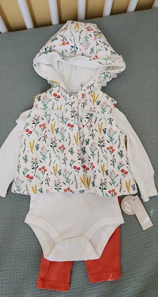NWT 3 Piece Set with Vest, Onesie, and Leggings